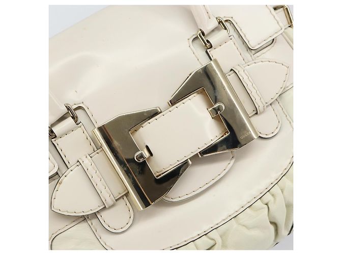 Borsa a mano in pelle bianca e oro GUCCI 189883 Auth ep12414 Bianco D'oro - vista 14