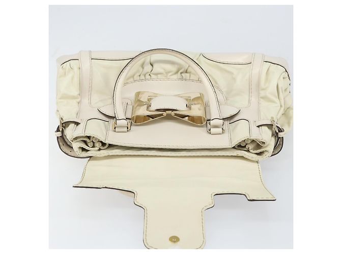 Borsa a mano in pelle bianca e oro GUCCI 189883 Auth ep12414 Bianco D'oro - vista 15