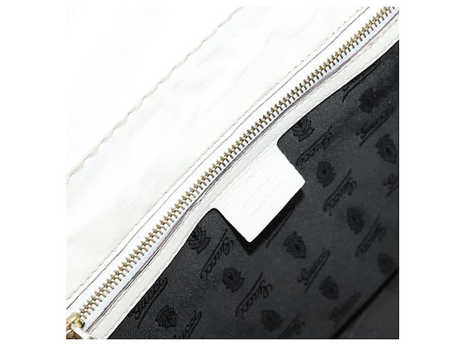 Borsa a mano in pelle bianca e oro GUCCI 189883 Auth ep12414 Bianco D'oro - vista 16