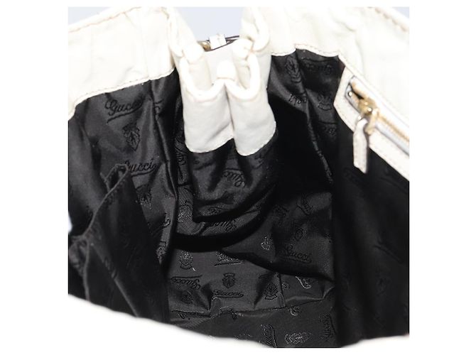 Borsa a mano in pelle bianca e oro GUCCI 189883 Auth ep12414 Bianco D'oro - vista 19