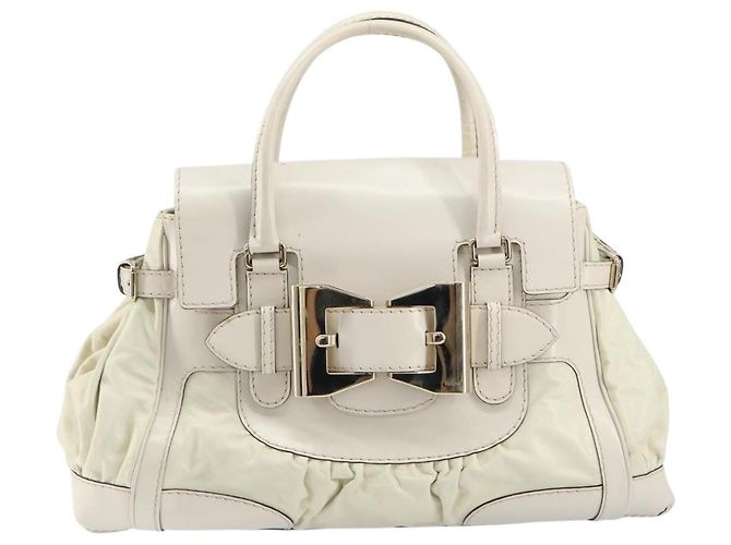 Borsa a mano in pelle bianca e oro GUCCI 189883 Auth ep12414 Bianco D'oro - vista 2