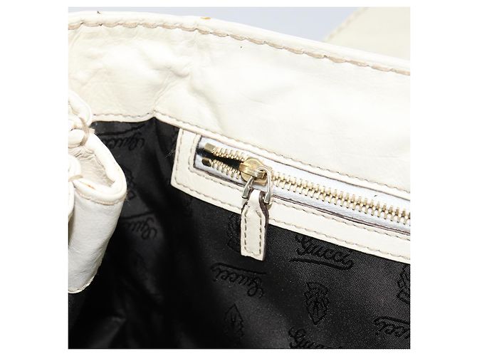 Borsa a mano in pelle bianca e oro GUCCI 189883 Auth ep12414 Bianco D'oro - vista 20