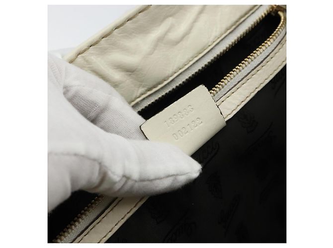 Borsa a mano in pelle bianca e oro GUCCI 189883 Auth ep12414 Bianco D'oro - vista 22