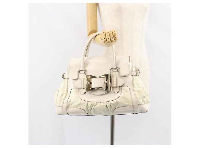 Borsa a mano in pelle bianca e oro GUCCI 189883 Auth ep12414 Bianco D'oro - vista 23