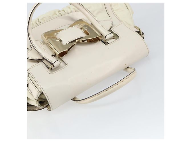 Borsa a mano in pelle bianca e oro GUCCI 189883 Auth ep12414 Bianco D'oro - vista 6