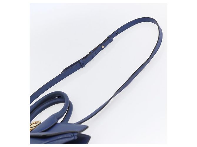 Borsa a mano in pelle Gancini Salvatore Ferragamo 2 in 1 Blu Oro Auth 150875 - vista 10