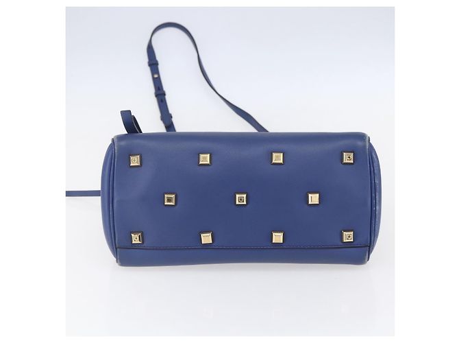 Borsa a mano in pelle Gancini Salvatore Ferragamo 2 in 1 Blu Oro Auth 150875 - vista 11