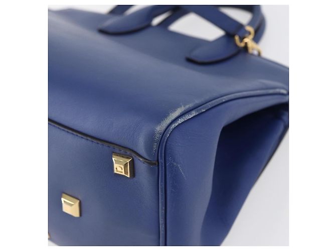 Borsa a mano in pelle Gancini Salvatore Ferragamo 2 in 1 Blu Oro Auth 150875 - vista 14