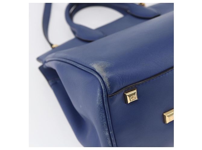 Borsa a mano in pelle Gancini Salvatore Ferragamo 2 in 1 Blu Oro Auth 150875 - vista 15