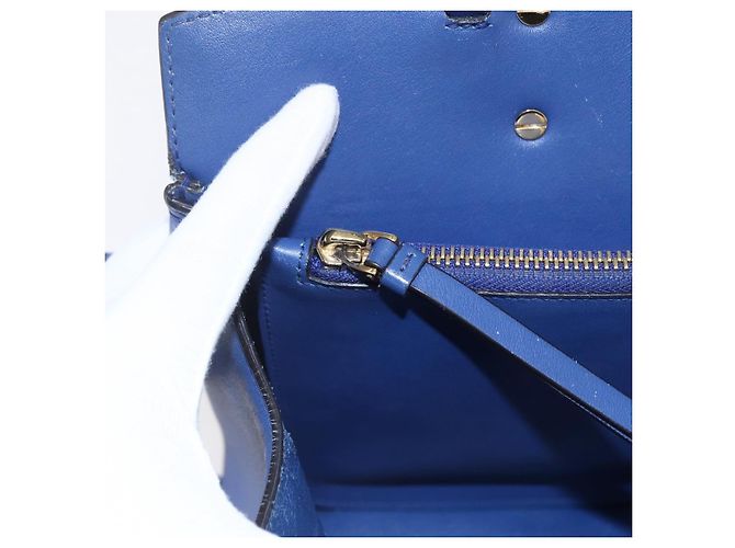 Borsa a mano in pelle Gancini Salvatore Ferragamo 2 in 1 Blu Oro Auth 150875 - vista 17