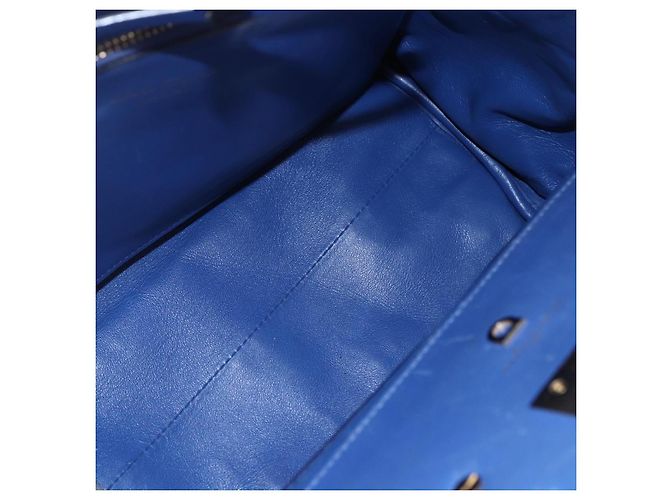 Borsa a mano in pelle Gancini Salvatore Ferragamo 2 in 1 Blu Oro Auth 150875 - vista 18