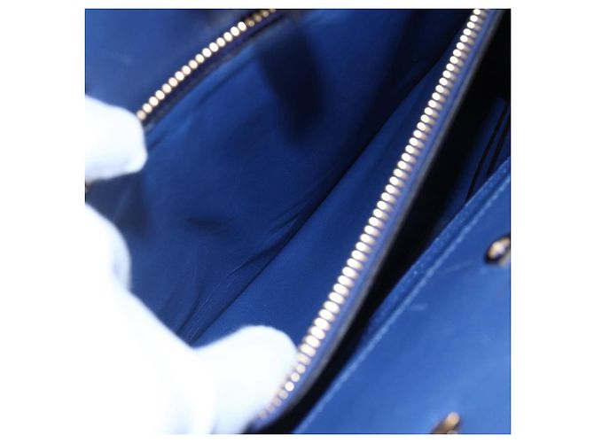 Borsa a mano in pelle Gancini Salvatore Ferragamo 2 in 1 Blu Oro Auth 150875 - vista 21