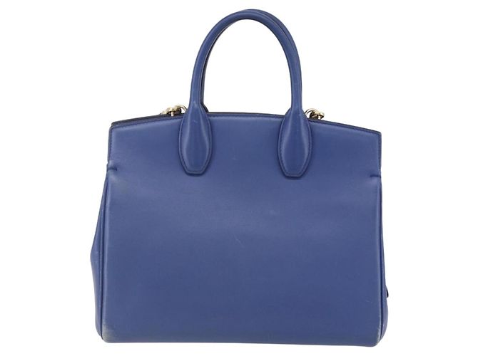 Borsa a mano in pelle Gancini Salvatore Ferragamo 2 in 1 Blu Oro Auth 150875 - vista 3