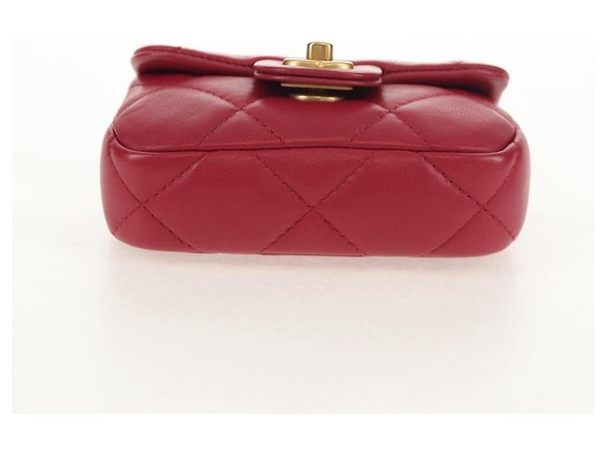 CHANEL Borsa a Spalla Matelassé in Pelle di Agnello Rosa Oro CC Auth 144828SAM D'oro - vista 12