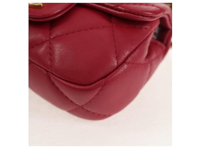 CHANEL Borsa a Spalla Matelassé in Pelle di Agnello Rosa Oro CC Auth 144828SAM D'oro - vista 14