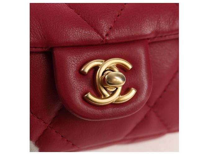 CHANEL Borsa a Spalla Matelassé in Pelle di Agnello Rosa Oro CC Auth 144828SAM D'oro - vista 17