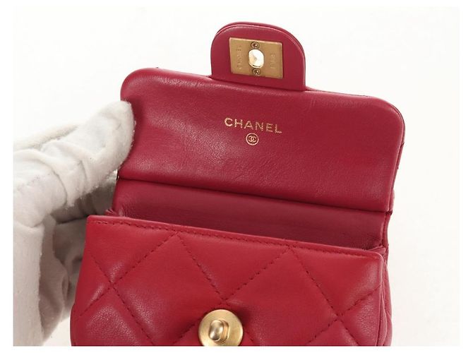 CHANEL Borsa a Spalla Matelassé in Pelle di Agnello Rosa Oro CC Auth 144828SAM D'oro - vista 18