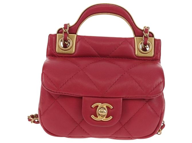 CHANEL Borsa a Spalla Matelassé in Pelle di Agnello Rosa Oro CC Auth 144828SAM D'oro - vista 2