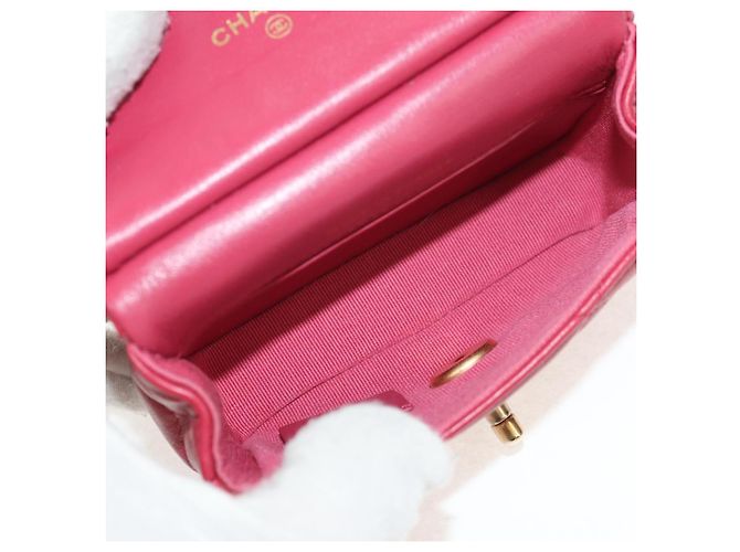 CHANEL Borsa a Spalla Matelassé in Pelle di Agnello Rosa Oro CC Auth 144828SAM D'oro - vista 20
