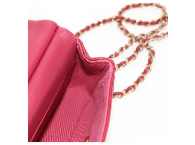 CHANEL Borsa a Spalla Matelassé in Pelle di Agnello Rosa Oro CC Auth 144828SAM D'oro - vista 21