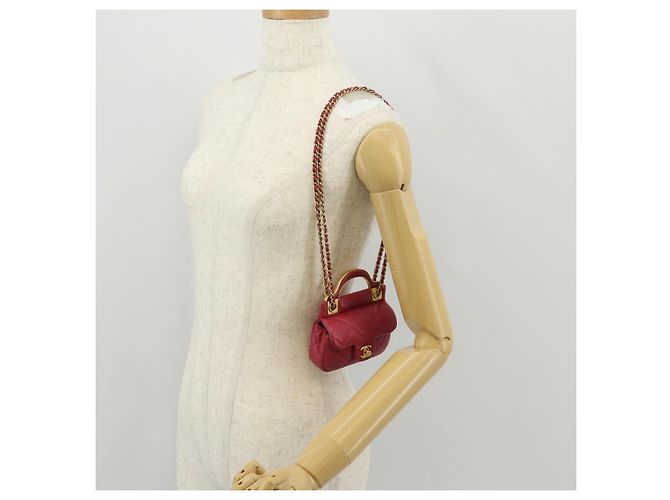 CHANEL Borsa a Spalla Matelassé in Pelle di Agnello Rosa Oro CC Auth 144828SAM D'oro - vista 26