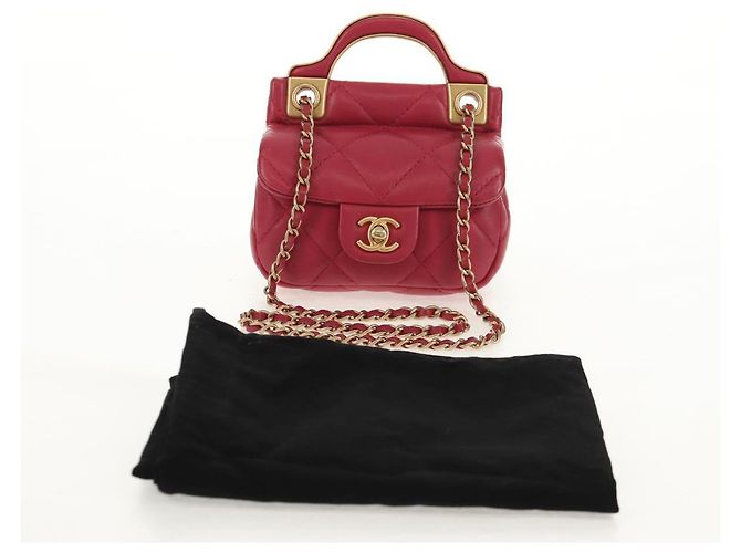 CHANEL Borsa a Spalla Matelassé in Pelle di Agnello Rosa Oro CC Auth 144828SAM D'oro - vista 27
