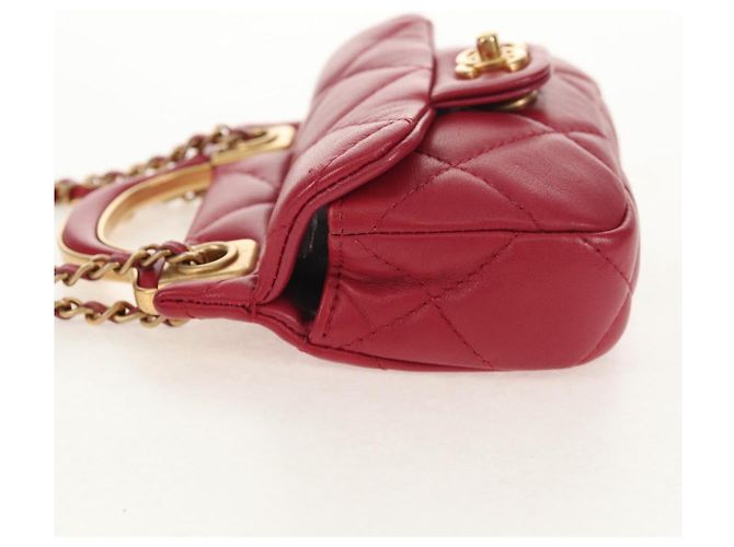 CHANEL Borsa a Spalla Matelassé in Pelle di Agnello Rosa Oro CC Auth 144828SAM D'oro - vista 4