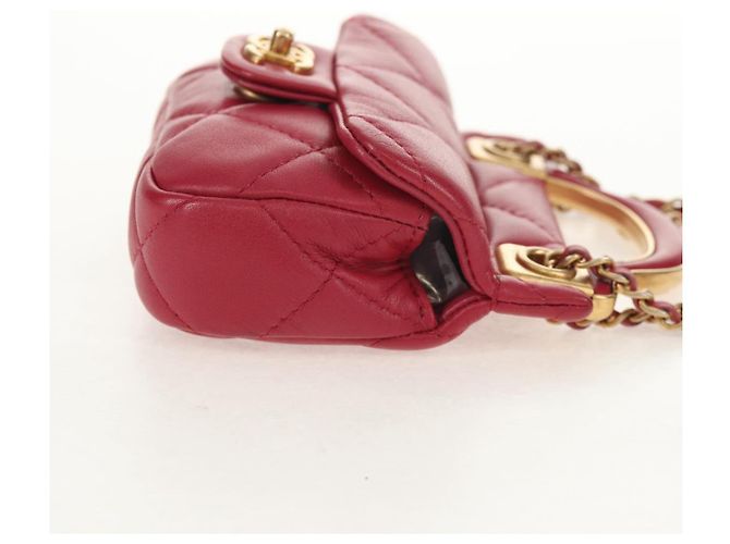 CHANEL Borsa a Spalla Matelassé in Pelle di Agnello Rosa Oro CC Auth 144828SAM D'oro - vista 5
