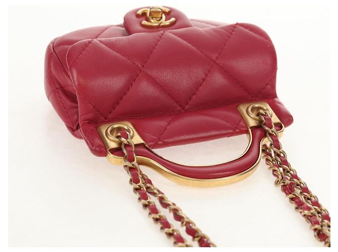 CHANEL Borsa a Spalla Matelassé in Pelle di Agnello Rosa Oro CC Auth 144828SAM D'oro - vista 6