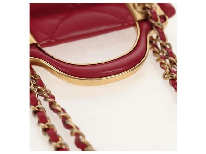 CHANEL Borsa a Spalla Matelassé in Pelle di Agnello Rosa Oro CC Auth 144828SAM D'oro - vista 7