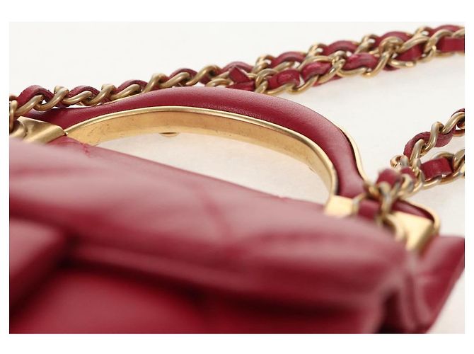 CHANEL Borsa a Spalla Matelassé in Pelle di Agnello Rosa Oro CC Auth 144828SAM D'oro - vista 8