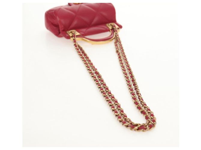 CHANEL Borsa a Spalla Matelassé in Pelle di Agnello Rosa Oro CC Auth 144828SAM D'oro - vista 9