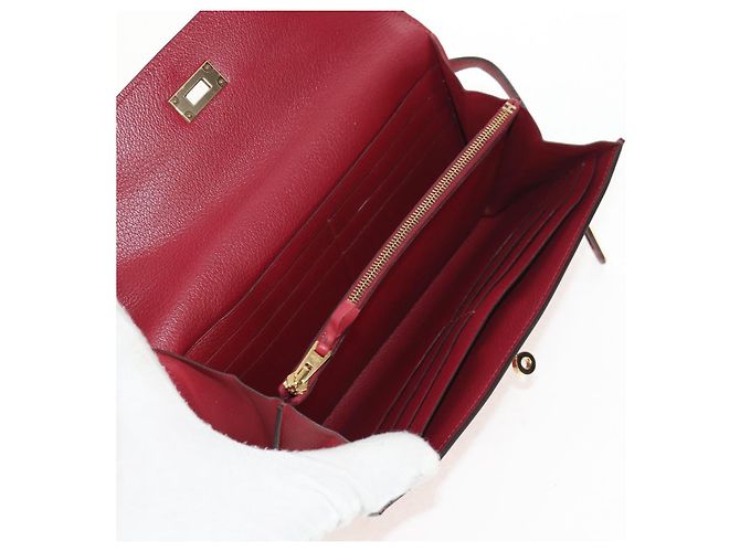 Hermès HERMES Kelly Long Wallet Cuero Rojo Oro Auth 144824SAM Roja Dorado - vista 17