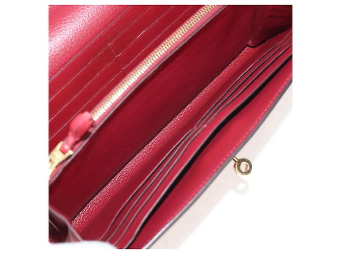 Hermès HERMES Kelly Long Wallet Cuero Rojo Oro Auth 144824SAM Roja Dorado - vista 19