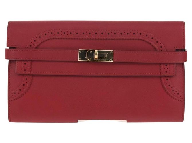 Hermès HERMES Kelly Long Wallet Cuero Rojo Oro Auth 144824SAM Roja Dorado - vista 2