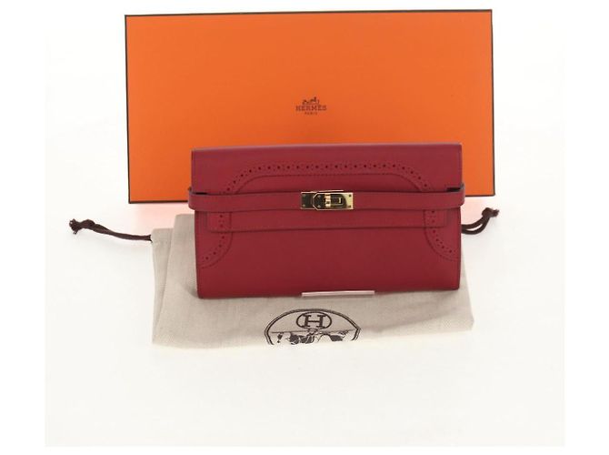 Hermès HERMES Kelly Long Wallet Cuero Rojo Oro Auth 144824SAM Roja Dorado - vista 26