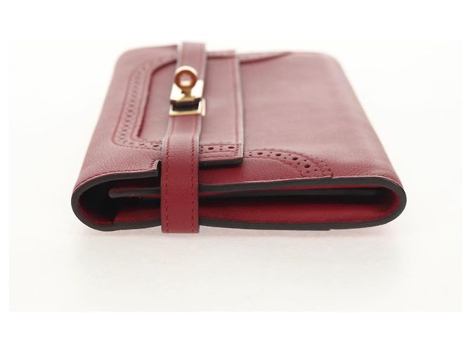 Hermès HERMES Kelly Long Wallet Cuero Rojo Oro Auth 144824SAM Roja Dorado - vista 4