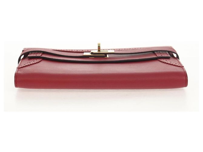 Hermès HERMES Kelly Long Wallet Cuero Rojo Oro Auth 144824SAM Roja Dorado - vista 7
