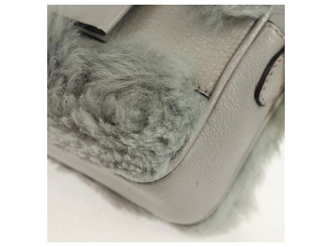 Borsa a Spalla Miu Miu in Pelliccia Grigia Oro Auth 134337V Marrone D'oro - vista 16