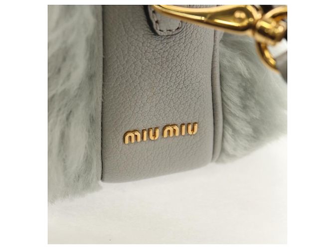 Borsa a Spalla Miu Miu in Pelliccia Grigia Oro Auth 134337V Marrone D'oro - vista 18