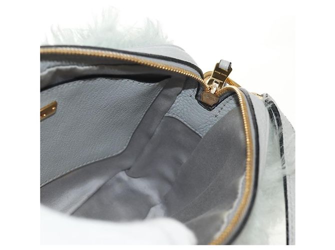 Borsa a Spalla Miu Miu in Pelliccia Grigia Oro Auth 134337V Marrone D'oro - vista 22