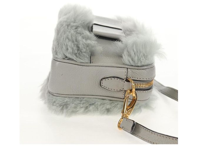 Borsa a Spalla Miu Miu in Pelliccia Grigia Oro Auth 134337V Marrone D'oro - vista 4