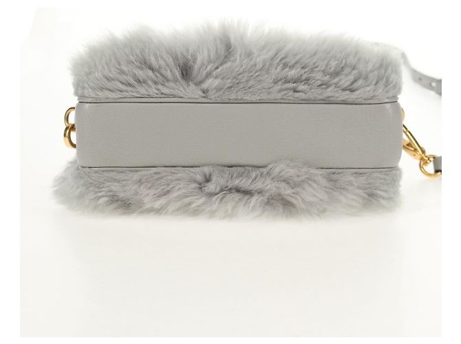 Borsa a Spalla Miu Miu in Pelliccia Grigia Oro Auth 134337V Marrone D'oro - vista 5