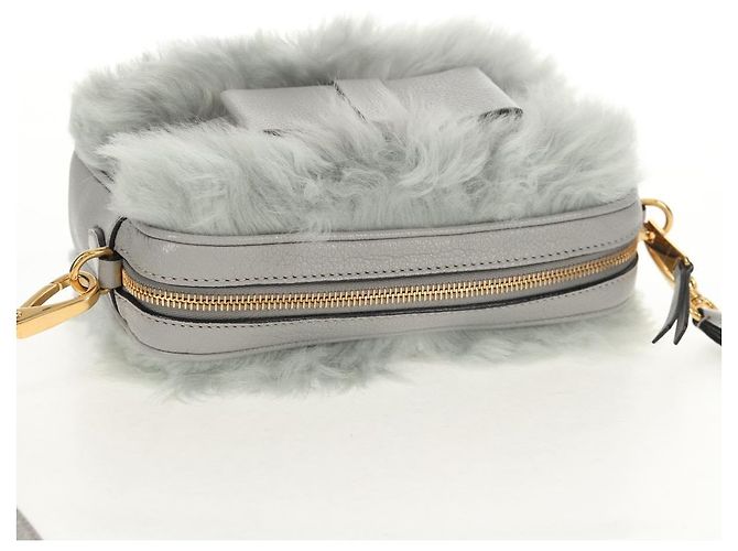 Borsa a Spalla Miu Miu in Pelliccia Grigia Oro Auth 134337V Marrone D'oro - vista 6