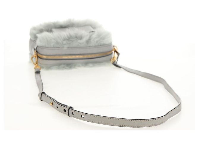 Borsa a Spalla Miu Miu in Pelliccia Grigia Oro Auth 134337V Marrone D'oro - vista 7