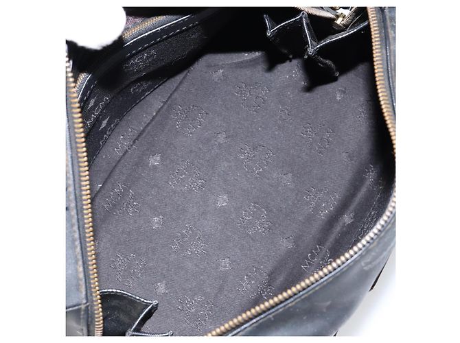 MCM Vicetos Logogram Borsa a Mano PVC 2in1 Nero Oro Auth 151262 D'oro - vista 19