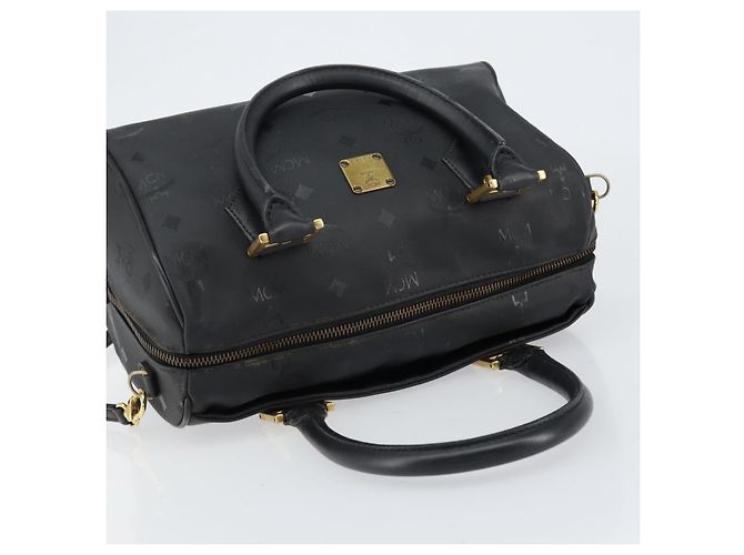 MCM Vicetos Logogram Borsa a Mano PVC 2in1 Nero Oro Auth 151262 D'oro - vista 6