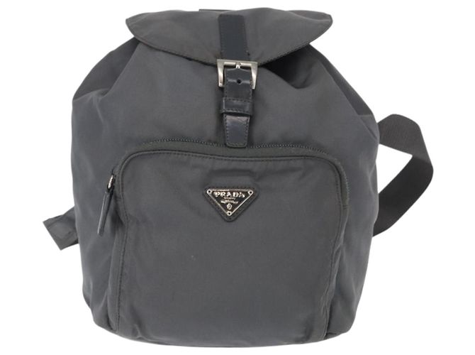 PRADA Rucksack aus grauem Nylon mit Silber authentisch 152731 Braun - Ansicht 13
