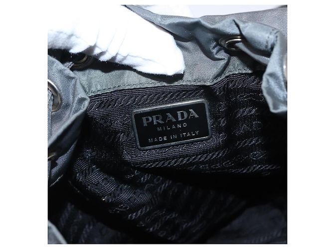 PRADA Rucksack aus grauem Nylon mit Silber authentisch 152731 Braun - Ansicht 22