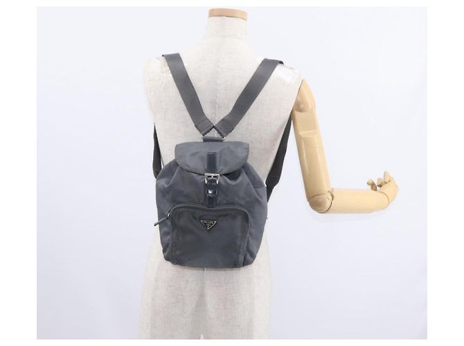 PRADA Rucksack aus grauem Nylon mit Silber authentisch 152731 Braun - Ansicht 26